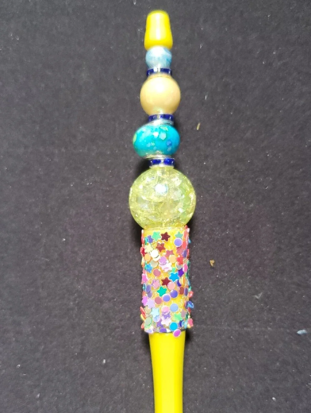 Fluffy Pink Heart & Peach Blue Fluff Beaded Pen READONABLE OFFERS ACCEPTED